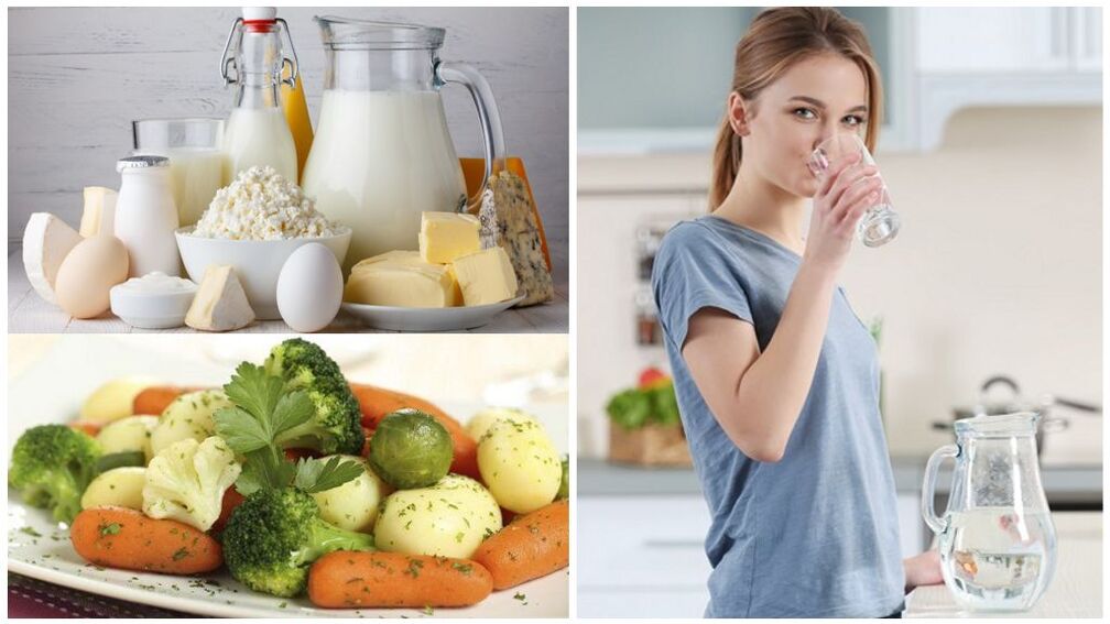 痛風の悪化のための食事療法-水、乳製品、ゆで野菜